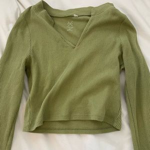 pacsun basics waffle crop long sleeve